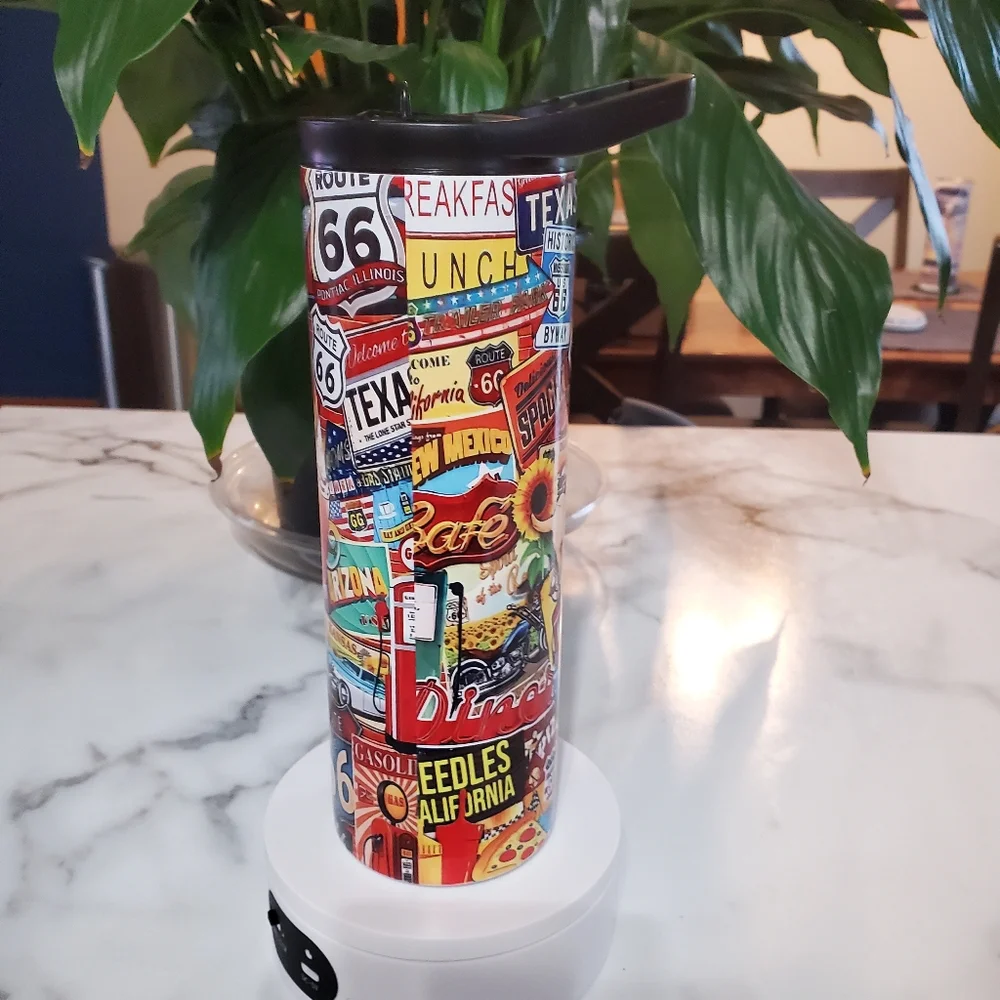 ROUTE 66 Map & Signs 20oz Tumbler  with duo lids 🎉sale
